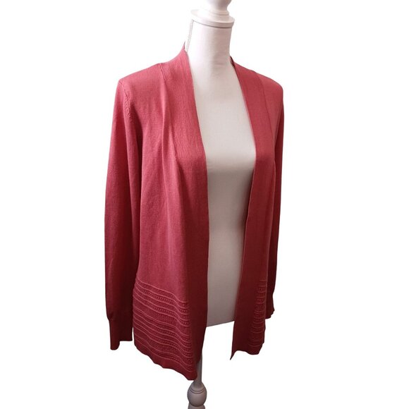 NEW Lety & Me Coral Gabby Pointelle Open Front Knit Cardigan‎ Size S - Picture 2 of 10